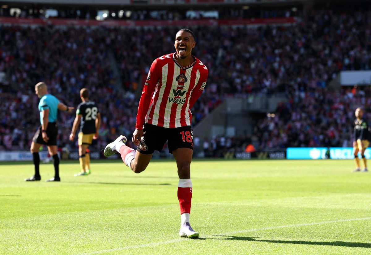 Wilson Isidor celebrates a goal for Sunderland