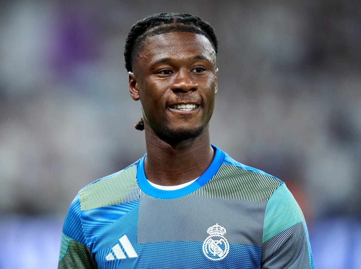Eduardo Camavinga of Real Madrid looks on