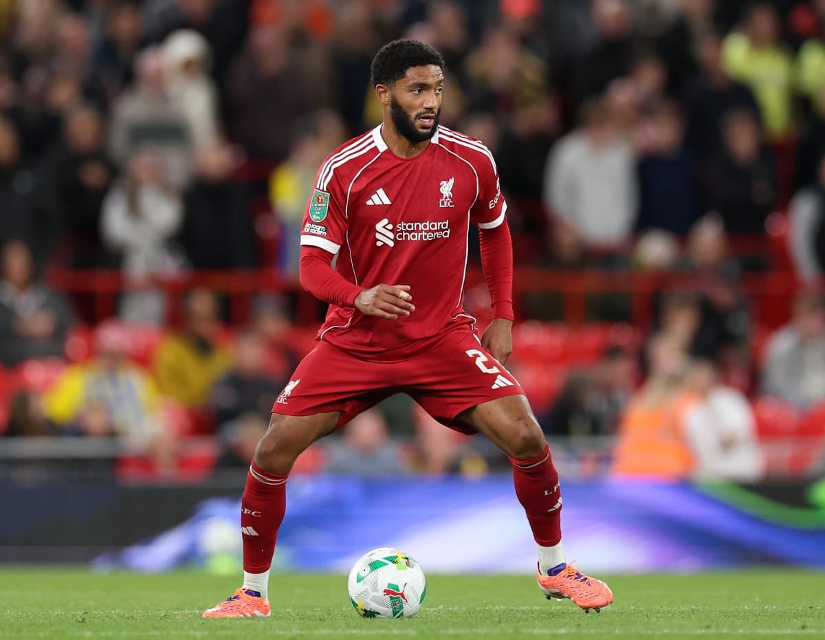 Joe Gomez in action for Liverpool against Southampton